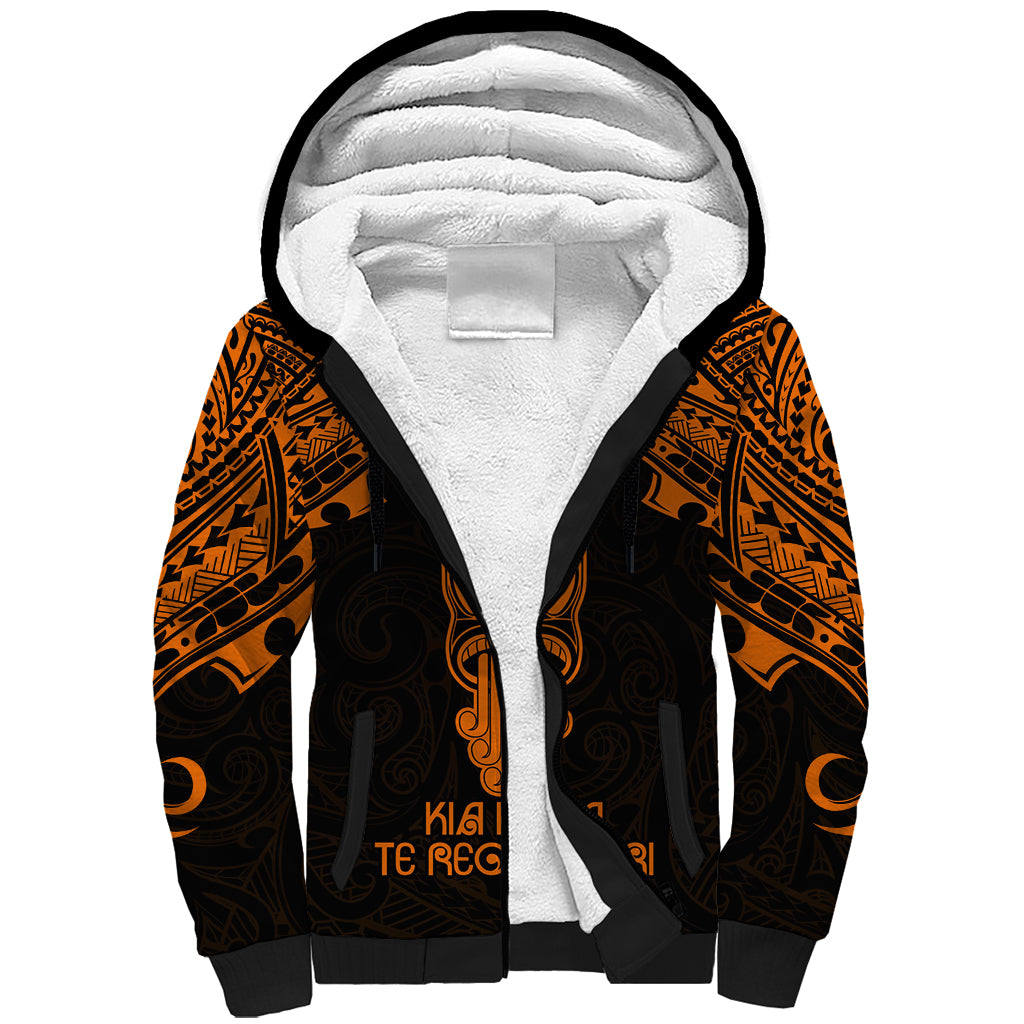 Personalised New Zealand Te Reo Maori Sherpa Hoodie Kia Kaha Maori Language Week Gold Style LT9