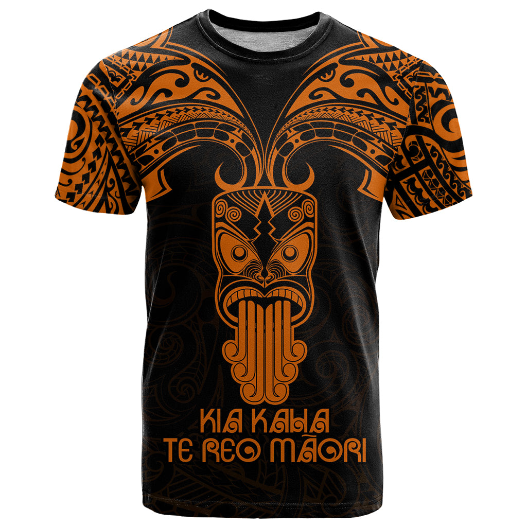 Personalised New Zealand Te Reo Maori T Shirt Kia Kaha Maori Language Week Gold Style LT9