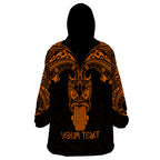 Personalised New Zealand Te Reo Maori Wearable Blanket Hoodie Kia Kaha Maori Language Week Gold Style LT9
