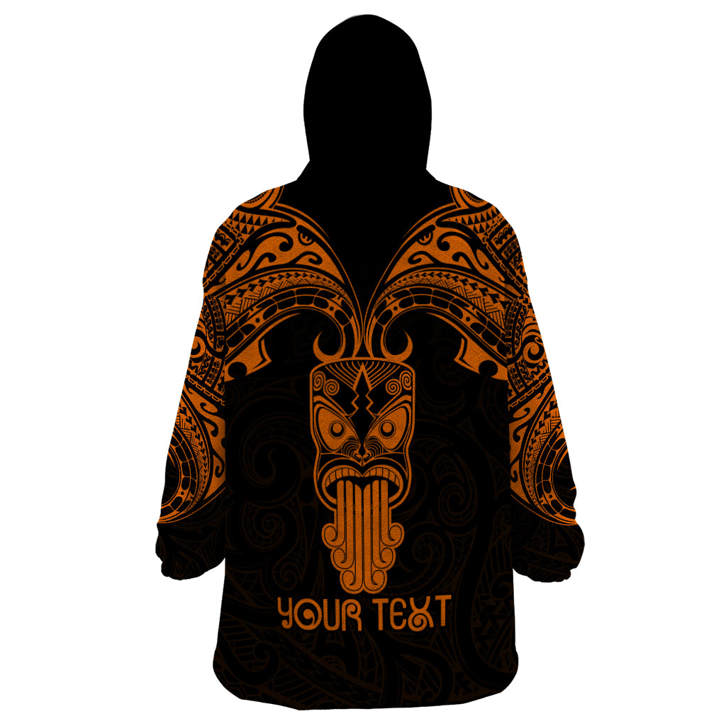 Personalised New Zealand Te Reo Maori Wearable Blanket Hoodie Kia Kaha Maori Language Week Gold Style LT9