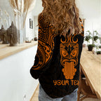 Personalised New Zealand Te Reo Maori Women Casual Shirt Kia Kaha Maori Language Week Gold Style LT9