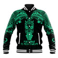 Personalised New Zealand Te Reo Maori Baseball Jacket Kia Kaha Maori Language Week Green Style LT9