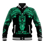 Personalised New Zealand Te Reo Maori Baseball Jacket Kia Kaha Maori Language Week Green Style LT9