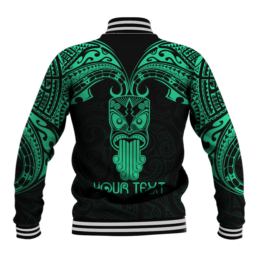 Personalised New Zealand Te Reo Maori Baseball Jacket Kia Kaha Maori Language Week Green Style LT9