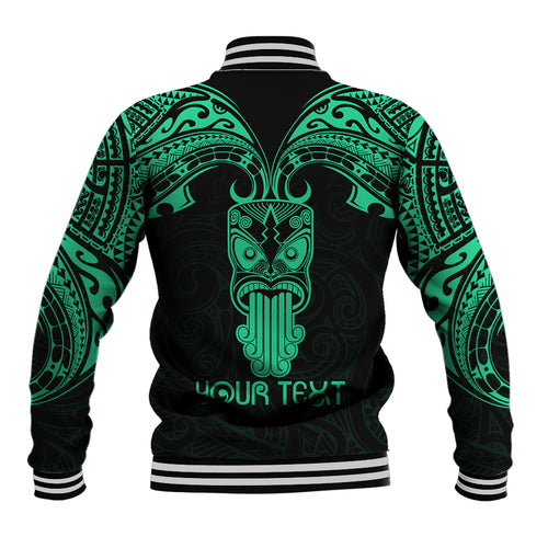 Personalised New Zealand Te Reo Maori Baseball Jacket Kia Kaha Maori Language Week Green Style LT9