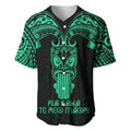 Personalised New Zealand Te Reo Maori Baseball Jersey Kia Kaha Maori Language Week Green Style LT9