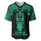 Personalised New Zealand Te Reo Maori Baseball Jersey Kia Kaha Maori Language Week Green Style LT9