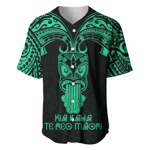Personalised New Zealand Te Reo Maori Baseball Jersey Kia Kaha Maori Language Week Green Style LT9