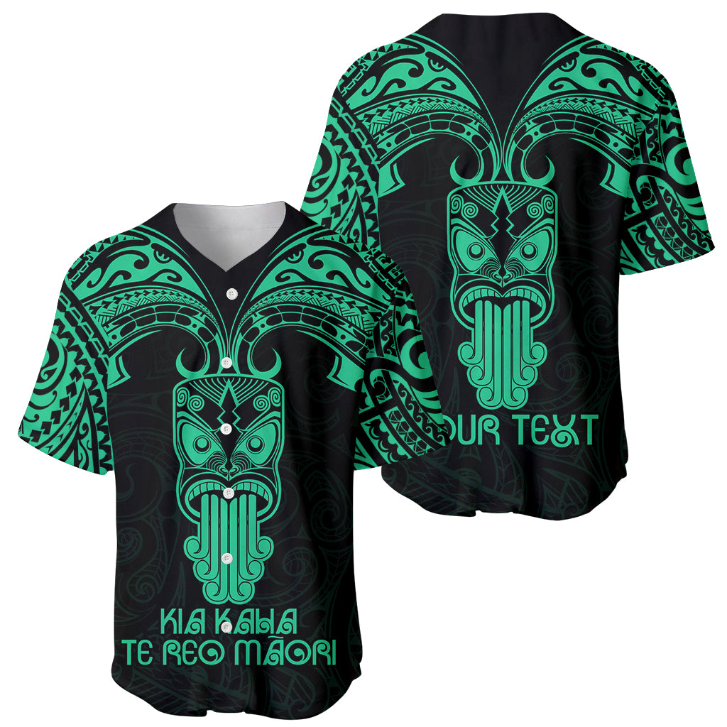Personalised New Zealand Te Reo Maori Baseball Jersey Kia Kaha Maori Language Week Green Style LT9