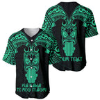 Personalised New Zealand Te Reo Maori Baseball Jersey Kia Kaha Maori Language Week Green Style LT9