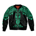 Personalised New Zealand Te Reo Maori Bomber Jacket Kia Kaha Maori Language Week Green Style LT9
