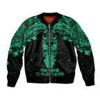 Personalised New Zealand Te Reo Maori Bomber Jacket Kia Kaha Maori Language Week Green Style LT9