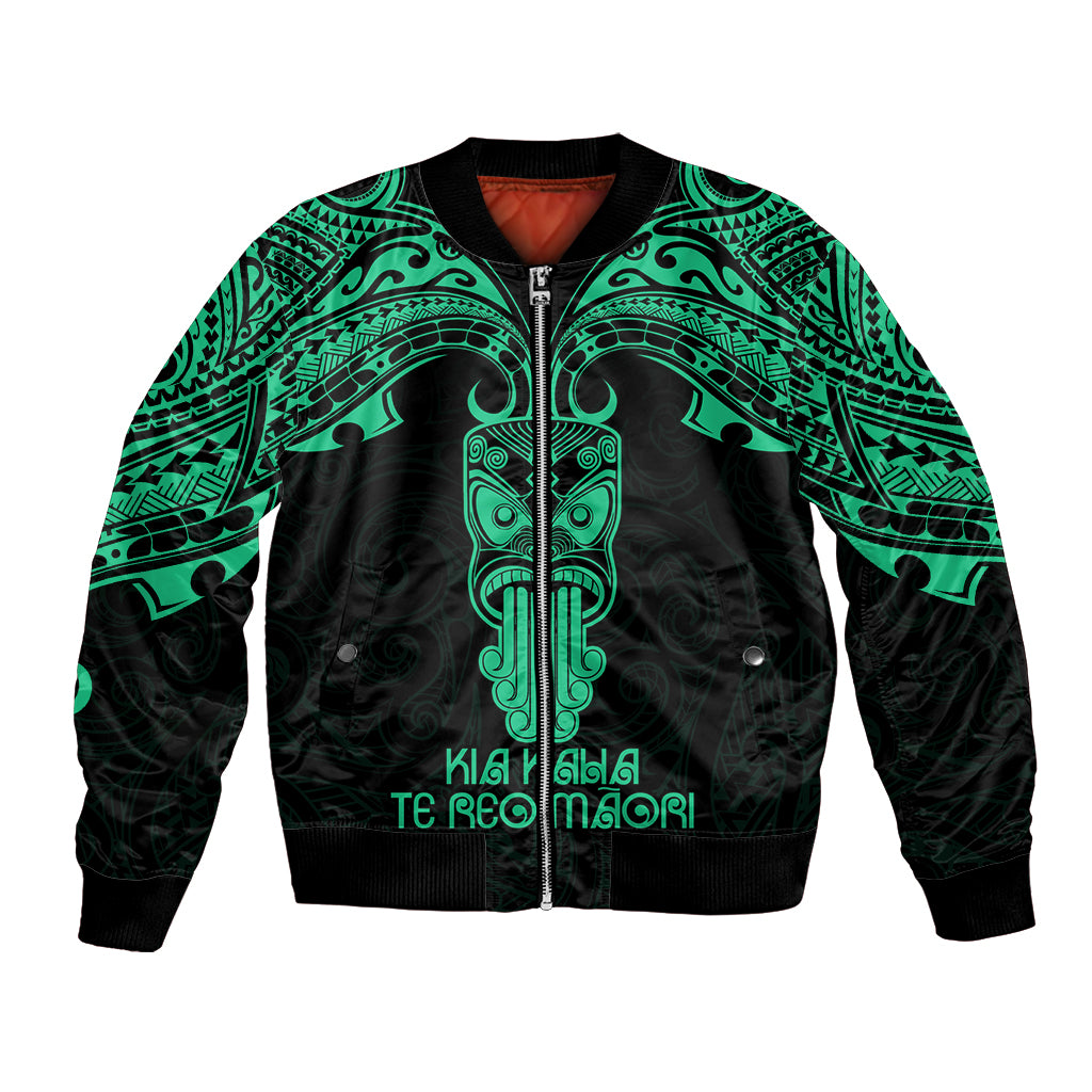 Personalised New Zealand Te Reo Maori Bomber Jacket Kia Kaha Maori Language Week Green Style LT9