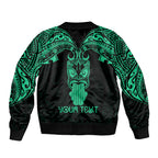 Personalised New Zealand Te Reo Maori Bomber Jacket Kia Kaha Maori Language Week Green Style LT9
