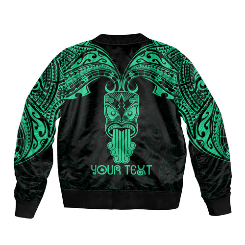 Personalised New Zealand Te Reo Maori Bomber Jacket Kia Kaha Maori Language Week Green Style LT9