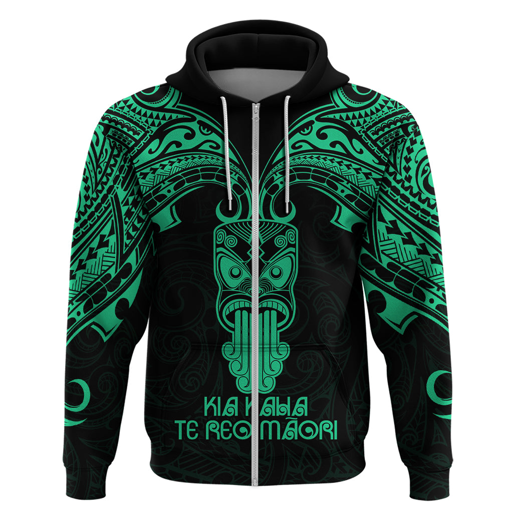 Personalised New Zealand Te Reo Maori Hoodie Kia Kaha Maori Language Week Green Style LT9