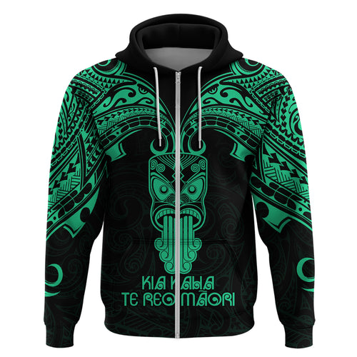 Personalised New Zealand Te Reo Maori Hoodie Kia Kaha Maori Language Week Green Style LT9