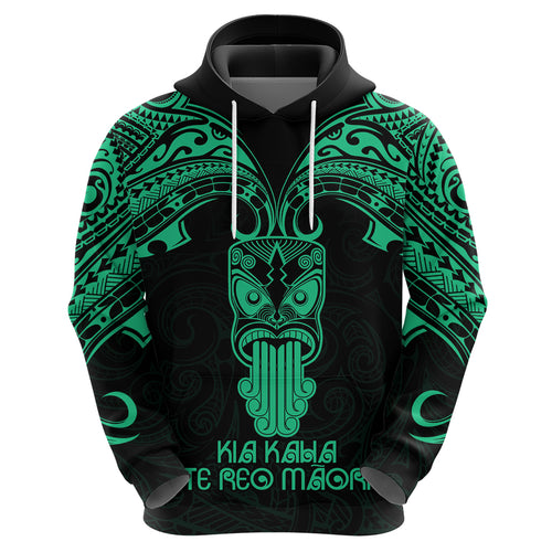 Personalised New Zealand Te Reo Maori Hoodie Kia Kaha Maori Language Week Green Style LT9