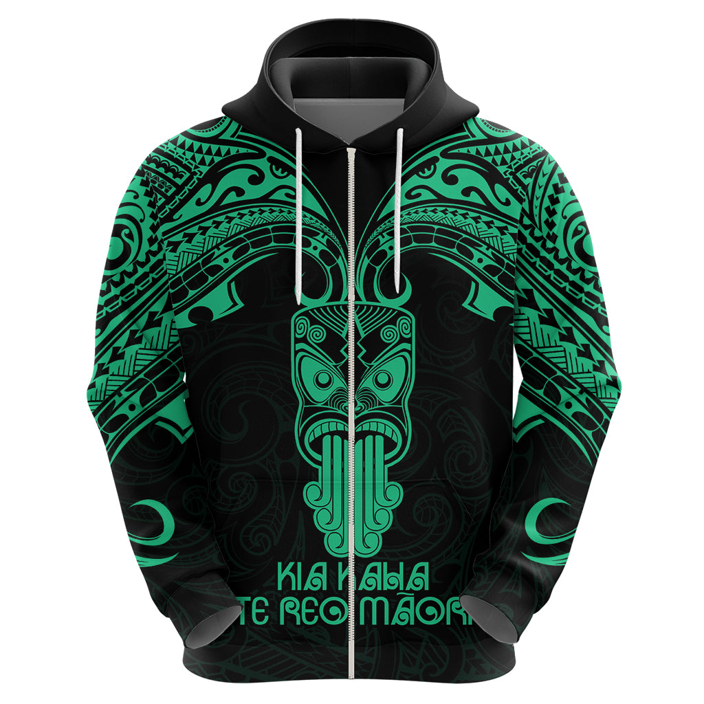Personalised New Zealand Te Reo Maori Hoodie Kia Kaha Maori Language Week Green Style LT9