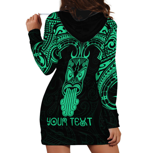 Personalised New Zealand Te Reo Maori Hoodie Dress Kia Kaha Maori Language Week Green Style LT9