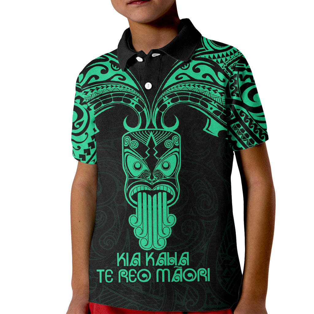 Personalised New Zealand Te Reo Maori Kid Polo Shirt Kia Kaha Maori Language Week Green Style LT9