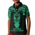 Personalised New Zealand Te Reo Maori Kid Polo Shirt Kia Kaha Maori Language Week Green Style LT9