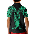Personalised New Zealand Te Reo Maori Kid Polo Shirt Kia Kaha Maori Language Week Green Style LT9