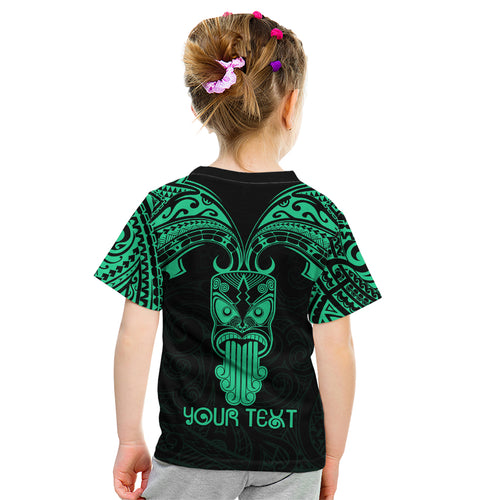 Personalised New Zealand Te Reo Maori Kid T Shirt Kia Kaha Maori Language Week Green Style LT9