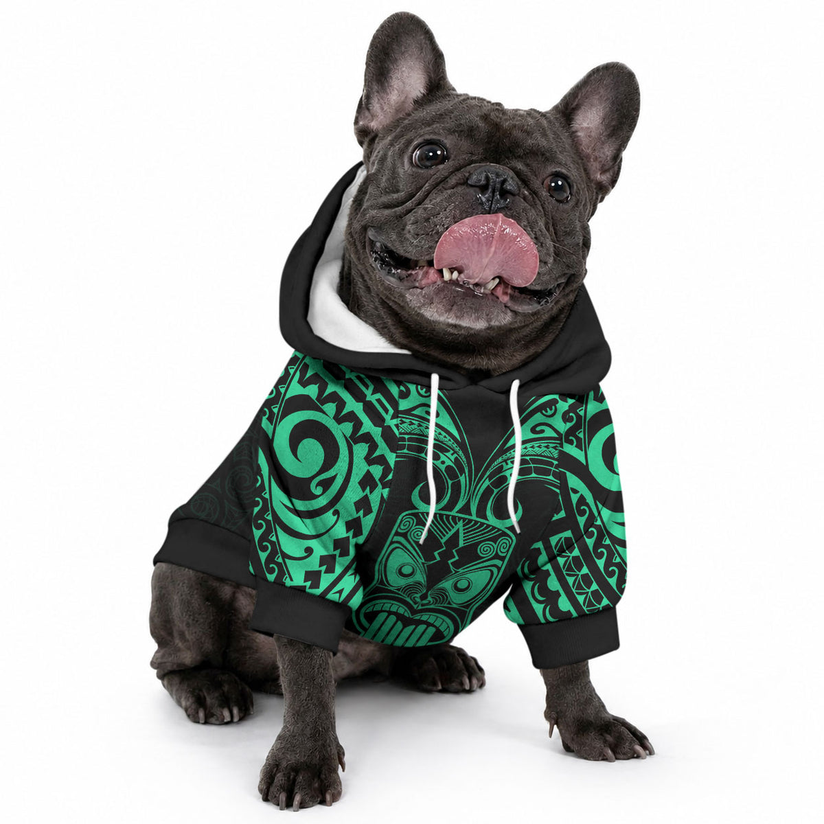Personalised New Zealand Te Reo Maori Pet Hoodie Kia Kaha Maori Language Week Green Style