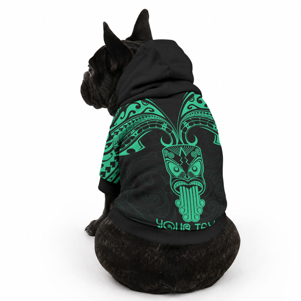 Personalised New Zealand Te Reo Maori Pet Hoodie Kia Kaha Maori Language Week Green Style