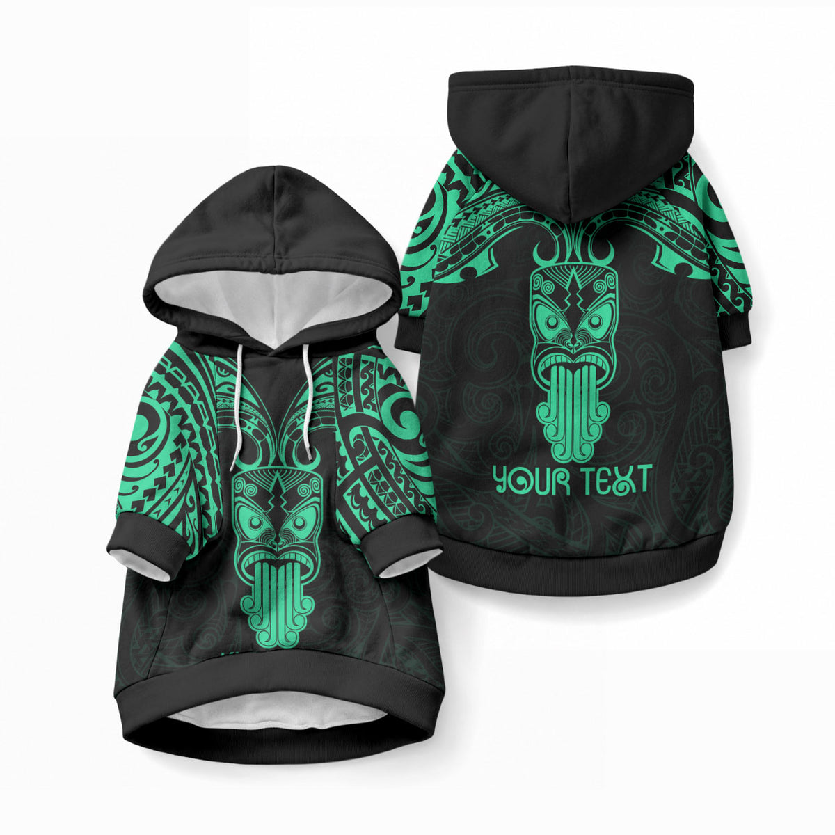 Personalised New Zealand Te Reo Maori Pet Hoodie Kia Kaha Maori Language Week Green Style