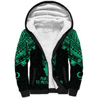 Personalised New Zealand Te Reo Maori Sherpa Hoodie Kia Kaha Maori Language Week Green Style LT9