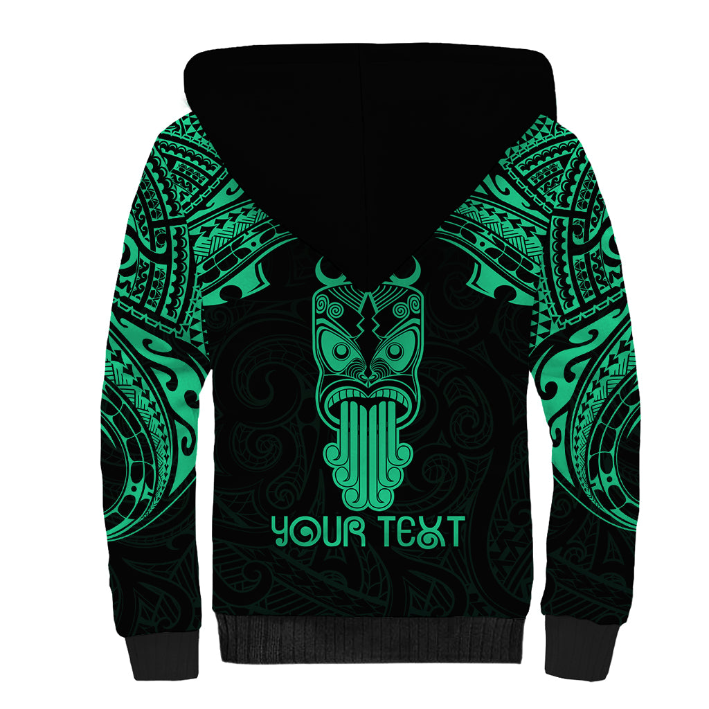 Personalised New Zealand Te Reo Maori Sherpa Hoodie Kia Kaha Maori Language Week Green Style LT9