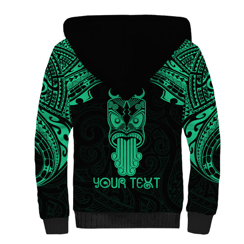 Personalised New Zealand Te Reo Maori Sherpa Hoodie Kia Kaha Maori Language Week Green Style LT9
