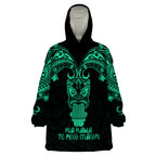 Personalised New Zealand Te Reo Maori Wearable Blanket Hoodie Kia Kaha Maori Language Week Green Style LT9