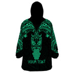 Personalised New Zealand Te Reo Maori Wearable Blanket Hoodie Kia Kaha Maori Language Week Green Style LT9