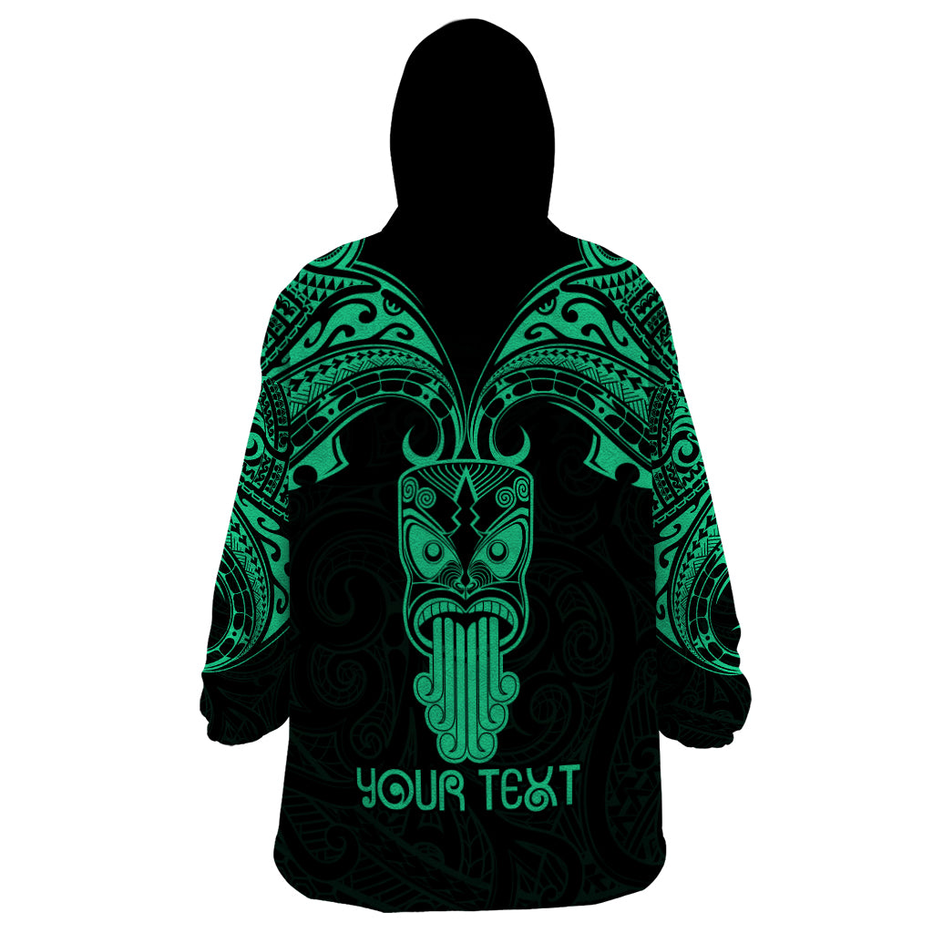 Personalised New Zealand Te Reo Maori Wearable Blanket Hoodie Kia Kaha Maori Language Week Green Style LT9