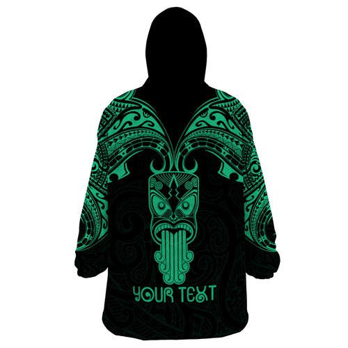 Personalised New Zealand Te Reo Maori Wearable Blanket Hoodie Kia Kaha Maori Language Week Green Style LT9