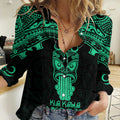 Personalised New Zealand Te Reo Maori Women Casual Shirt Kia Kaha Maori Language Week Green Style LT9
