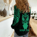 Personalised New Zealand Te Reo Maori Women Casual Shirt Kia Kaha Maori Language Week Green Style LT9