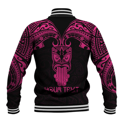 Personalised New Zealand Te Reo Maori Baseball Jacket Kia Kaha Maori Language Week Pink Style LT9