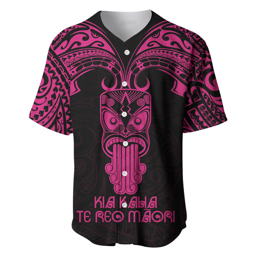 Personalised New Zealand Te Reo Maori Baseball Jersey Kia Kaha Maori Language Week Pink Style LT9