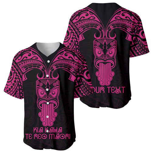Personalised New Zealand Te Reo Maori Baseball Jersey Kia Kaha Maori Language Week Pink Style LT9