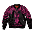Personalised New Zealand Te Reo Maori Bomber Jacket Kia Kaha Maori Language Week Pink Style LT9