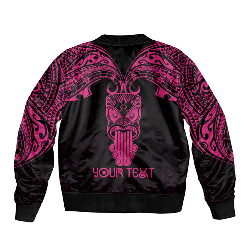Personalised New Zealand Te Reo Maori Bomber Jacket Kia Kaha Maori Language Week Pink Style LT9