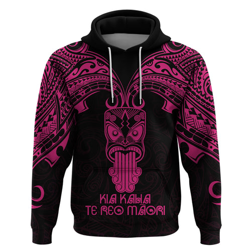 Personalised New Zealand Te Reo Maori Hoodie Kia Kaha Maori Language Week Pink Style LT9