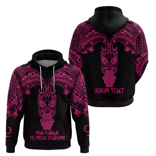 Personalised New Zealand Te Reo Maori Hoodie Kia Kaha Maori Language Week Pink Style LT9