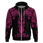 Personalised New Zealand Te Reo Maori Hoodie Kia Kaha Maori Language Week Pink Style LT9