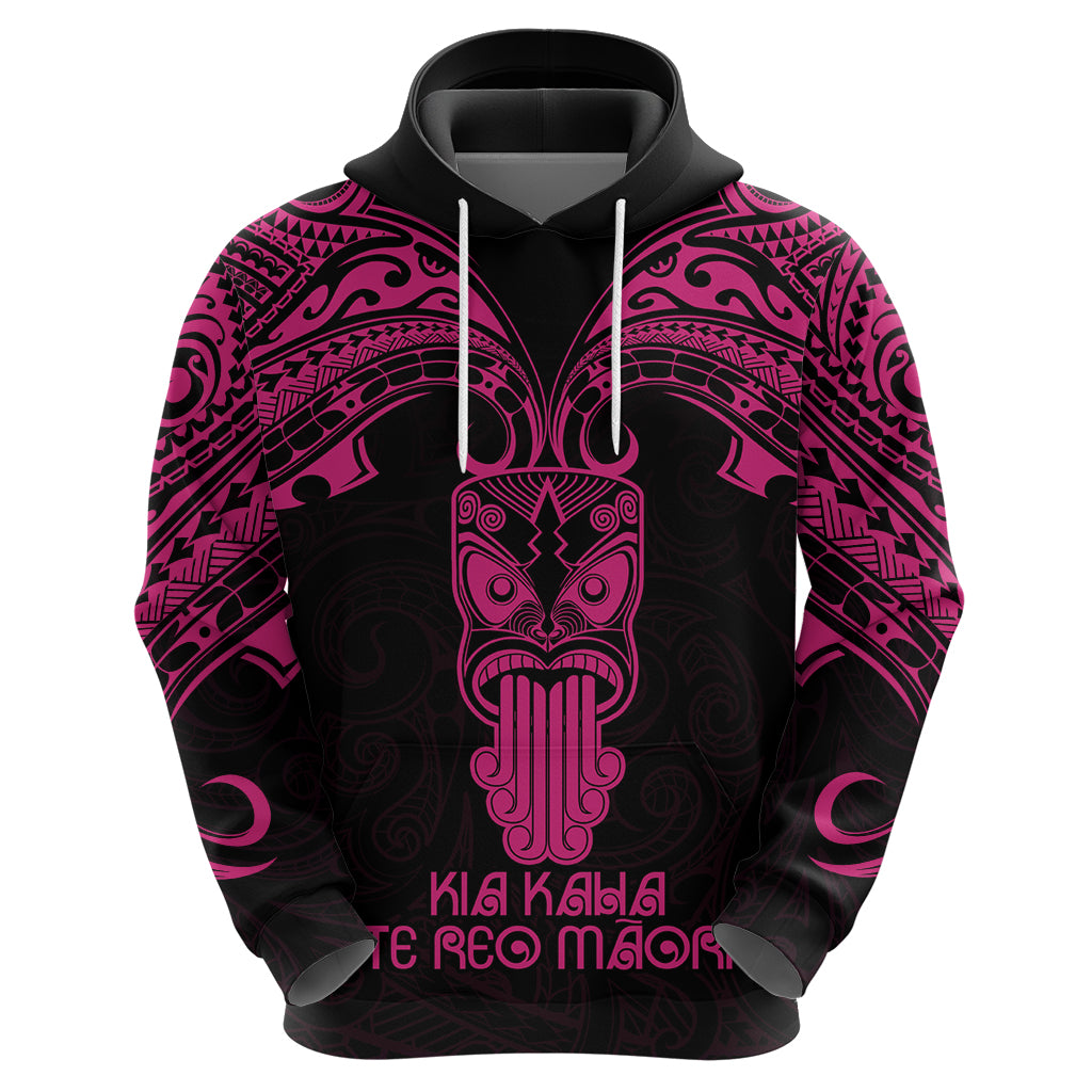 Personalised New Zealand Te Reo Maori Hoodie Kia Kaha Maori Language Week Pink Style LT9