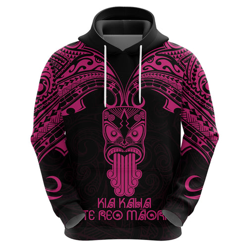 Personalised New Zealand Te Reo Maori Hoodie Kia Kaha Maori Language Week Pink Style LT9